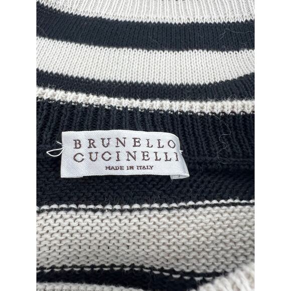 Brunello Cucinelli Wide Striped Crewneck Sequin Embellished Sweater w/ Monili - Picture 12 of 16